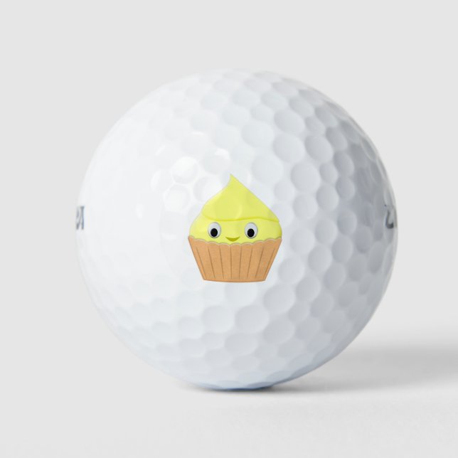 Niedlicher Cartoon Lemon Cupcake Golfball (Vorderseite)