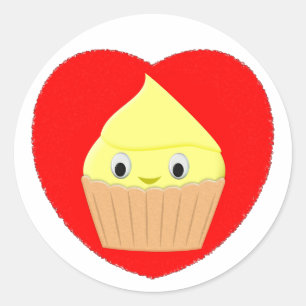 Niedlicher Cartoon Lemon Cupcake in der Runder Aufkleber