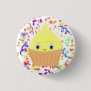 Niedlicher Cartoon Lemon Cupcake mit Confetti Button