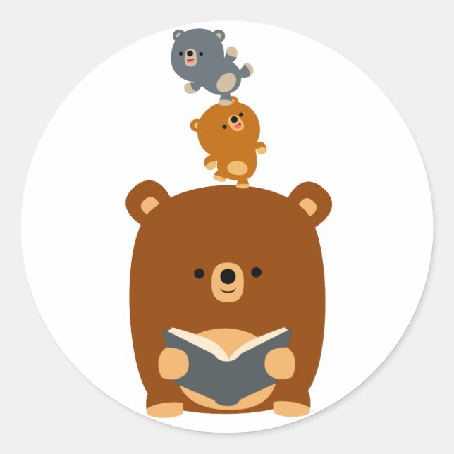 Niedlicher Cartoon Lesebar und Cubs Sticker (Vorderseite)