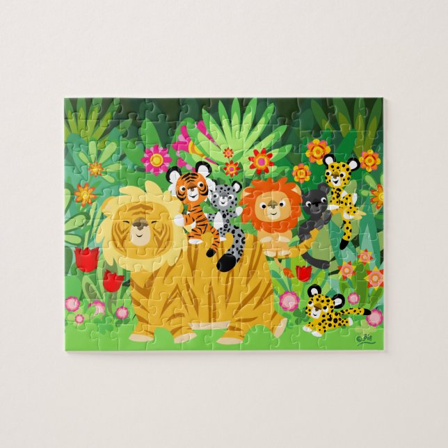 Niedlicher Cartoon Liger and Friends Puzzle (Horizontal)