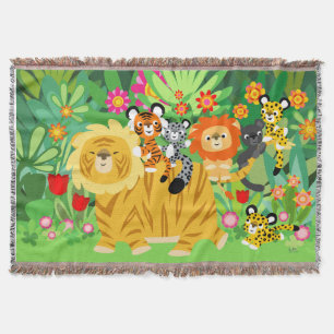 Niedlicher Cartoon Liger und Freundethrow-Decke Decke