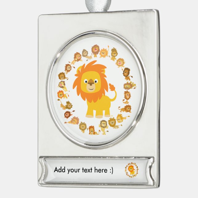 Niedlicher Cartoon Lion Mandala Banner Ornament (Links)