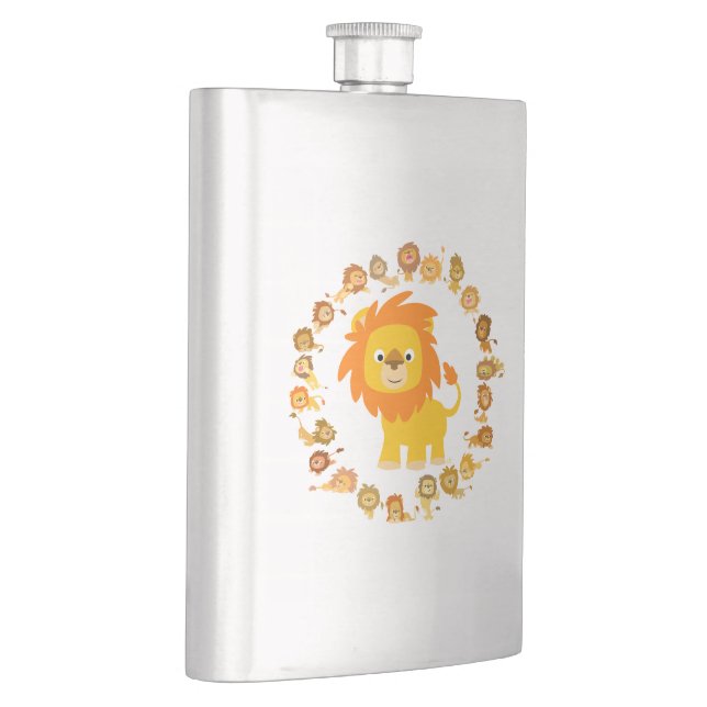 Niedlicher Cartoon Lion Mandala Classic Flask Flachmann (Rechts)