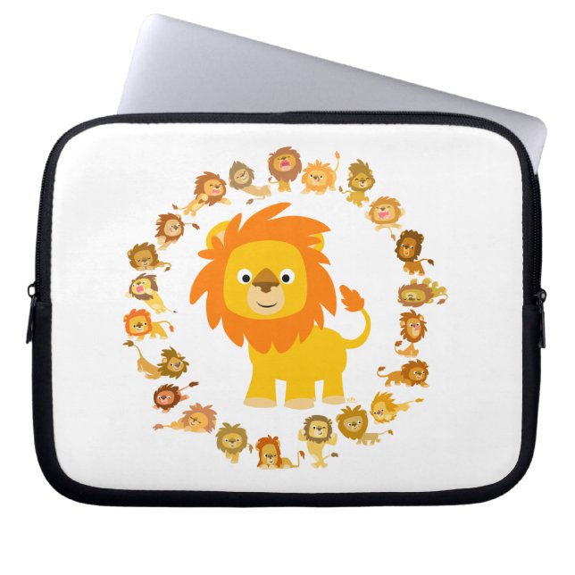 Niedlicher Cartoon Lion Mandala Laptop Sleeve (Vorderseite)