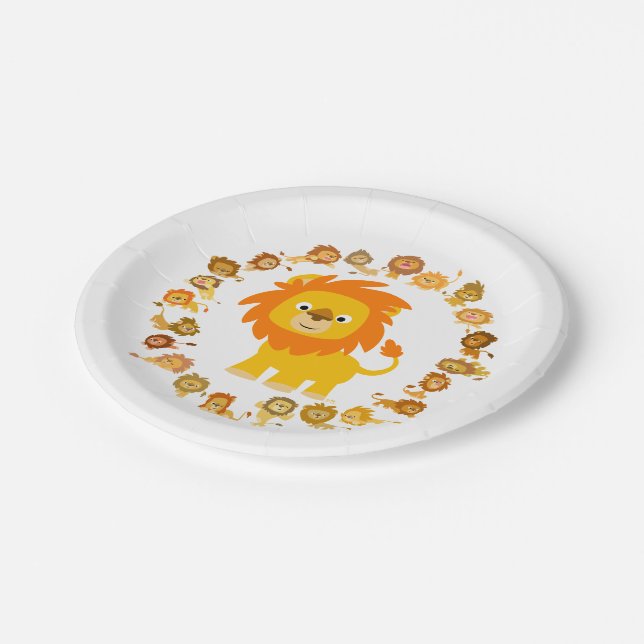 Niedlicher Cartoon Lion Mandala Paper Teller (Schrägansicht)