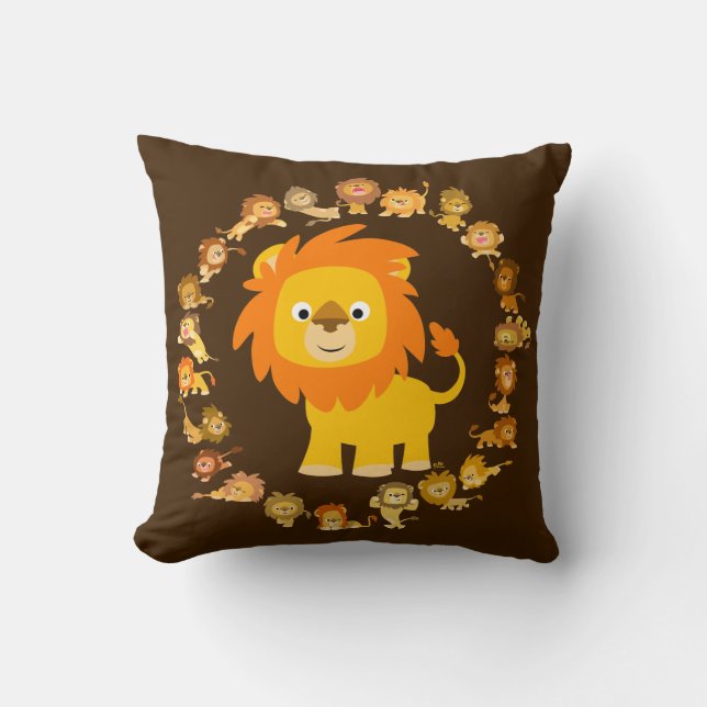 Niedlicher Cartoon Lion Mandala Pillow Kissen (Vorderseite)