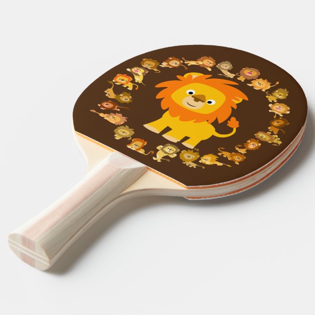 Niedlicher Cartoon Lion Mandala Ping Pong Paddle Tischtennis Schläger (Vorderseite)