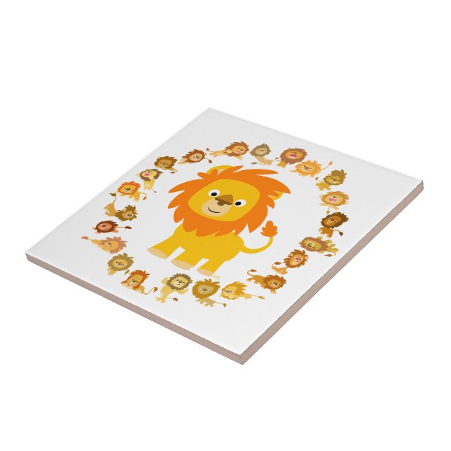 Niedlicher Cartoon Lion Mandala Tile Fliese (Seite)