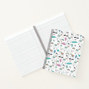 Niedlicher Cartoon Llama Pattern Notizbuch