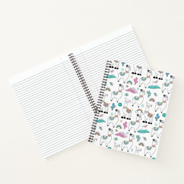 Niedlicher Cartoon Llama Pattern Notizbuch (Innenseite)