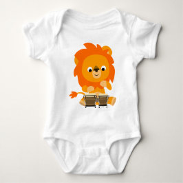 Niedlicher Cartoon Löwe Bongos Baby Bodysuit Strampler