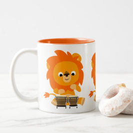 Niedlicher Cartoon Löwe Bongos Tasse