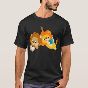 Niedlicher Cartoon-Löwe-Leser-T - Shirt