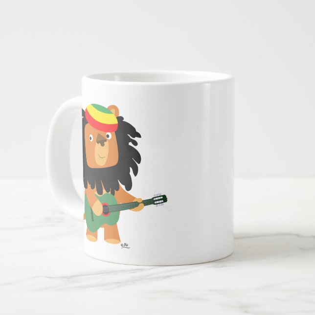 Niedlicher Cartoon Löwe von Zion Jumbo Tasse (Vorderseite Links)