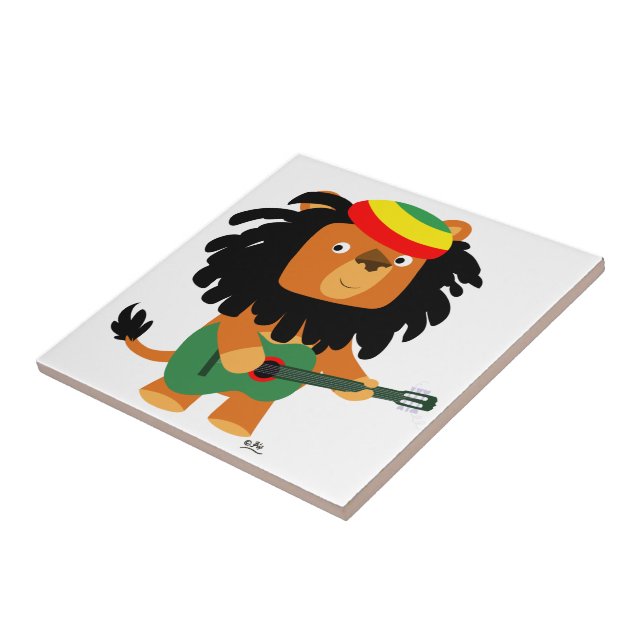 Niedlicher Cartoon Löwe von Zion Tile Fliese (Seite)