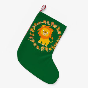 Niedlicher Cartoon Löwe Weihnachtsfest Strumpf Kleiner Weihnachtsstrumpf