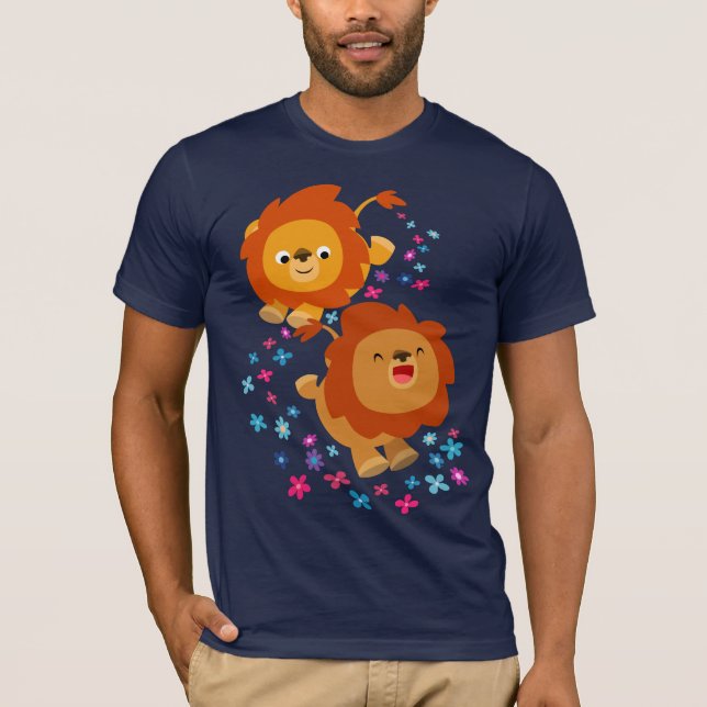 Niedlicher Cartoon Löwen im Garten T - Shirt (Vorderseite)