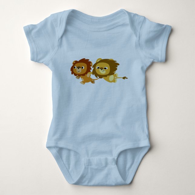 Niedlicher Cartoon Löwen in Eile Baby Bekleidung Baby Strampler (Vorderseite)