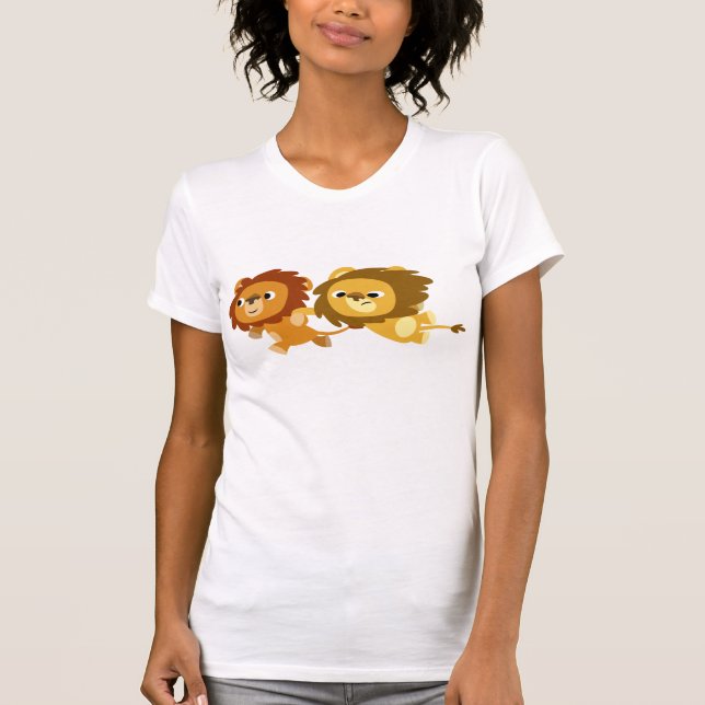 Niedlicher Cartoon Löwen in Eile T - Shirt der Fra (Vorderseite)