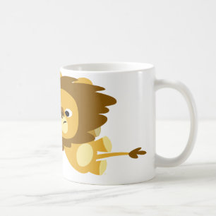Niedlicher Cartoon Löwen in eiliger Tasse