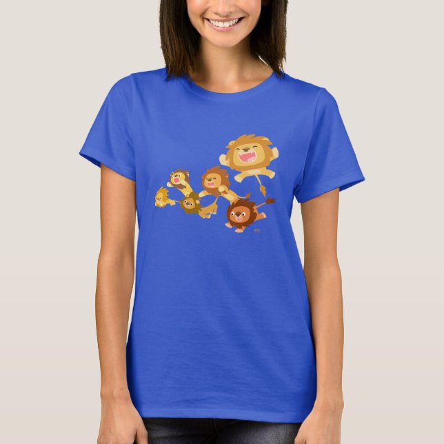 Niedlicher Cartoon Löwenparade T - Shirt (Vorderseite)