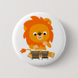 Niedlicher Cartoon Löwenzettel Bongos Button Abzei