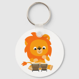 Niedlicher Cartoon Löwenzettel mit Bongos Keyring Schlüsselanhänger