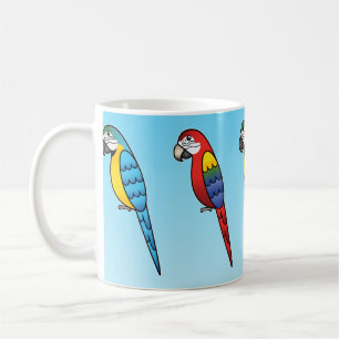 Niedlicher Cartoon Macaw Parrot Birds Kaffeetasse