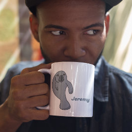 Niedlicher Cartoon Manatee Personalisiert Kaffeetasse