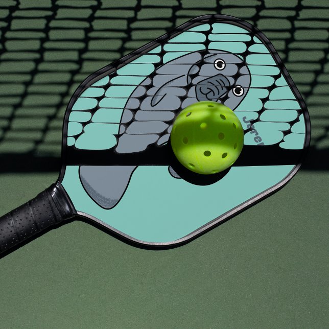 Niedlicher Cartoon Manatee Personalisiert Pickleball Schläger (Von Creator hochgeladen)