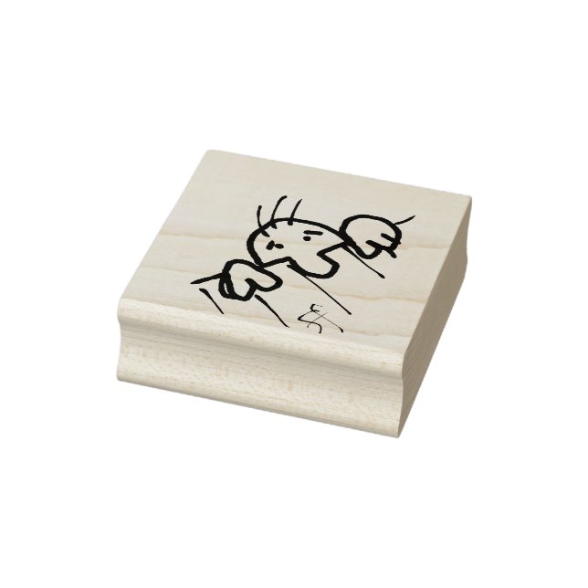 Niedlicher Cartoon-Mann pinkelt über einen Zaun Gummistempel (Stempel)