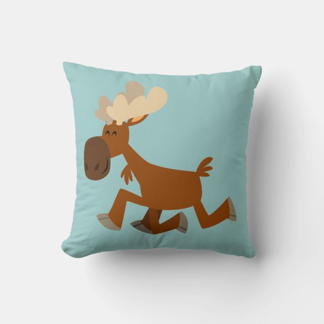 Niedlicher Cartoon Merry Moose Pillow Kissen (Vorderseite)