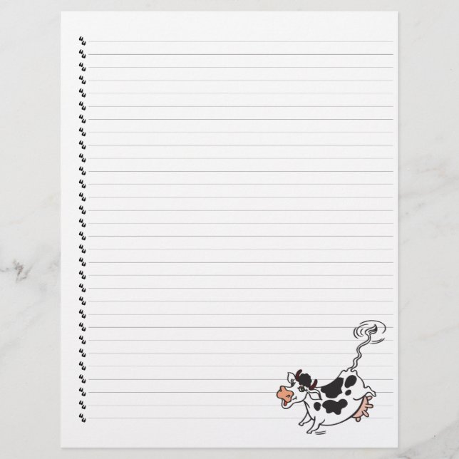 Niedlicher Cartoon Milchkuh Lined Pet Letterhead (Vorderseite)