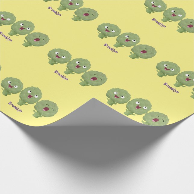 Niedlicher Cartoon mit Artischocken Geschenkpapier (Ecke)