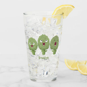 Niedlicher Cartoon mit Artischocken Glas