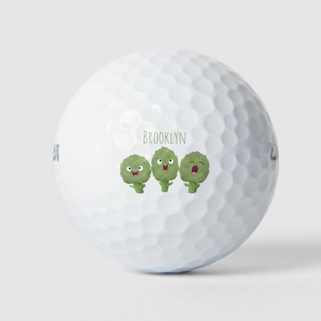 Niedlicher Cartoon mit Artischocken Golfball (Vorderseite)