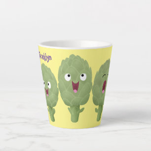 Niedlicher Cartoon mit Artischocken Milchtasse