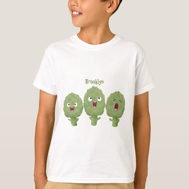 Niedlicher Cartoon mit Artischocken T-Shirt (Vorderseite)