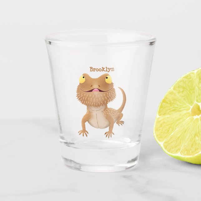 Niedlicher Cartoon mit Bartentreue Schnapsglas (Vorderseite)