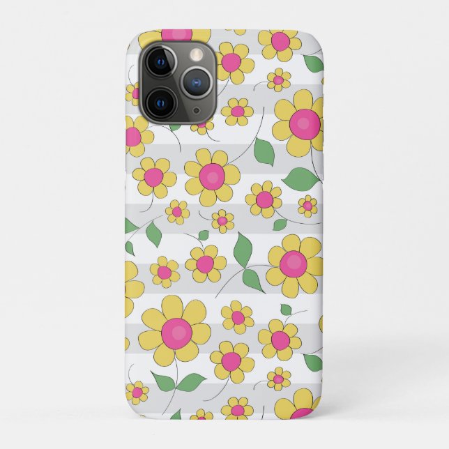 Niedlicher Cartoon mit Blumenmotiv, gelbe Doodles Case-Mate iPhone Hülle (Rückseite)