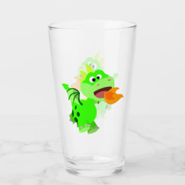 Niedlicher Cartoon mit Feuerspucken Kinderdrache Glas