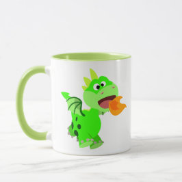 Niedlicher Cartoon mit Feuerspucken Kinderdrache Tasse