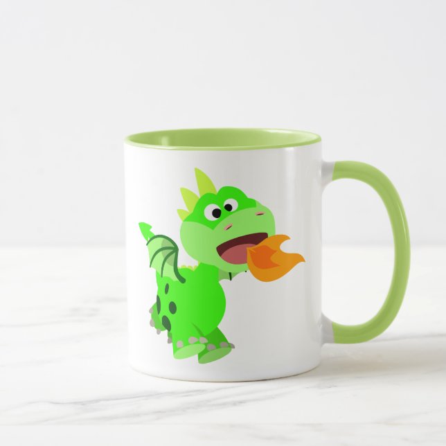 Niedlicher Cartoon mit Feuerspucken Kinderdrache Tasse (Rechts)