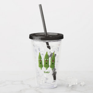Niedlicher Cartoon mit Okra Acryltrinkbecher