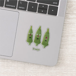 Niedlicher Cartoon mit Okra Aufkleber