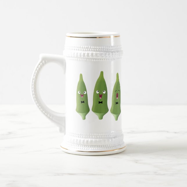 Niedlicher Cartoon mit Okra Bierglas (Links)