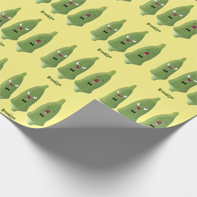 Niedlicher Cartoon mit Okra Geschenkpapier (Ecke)