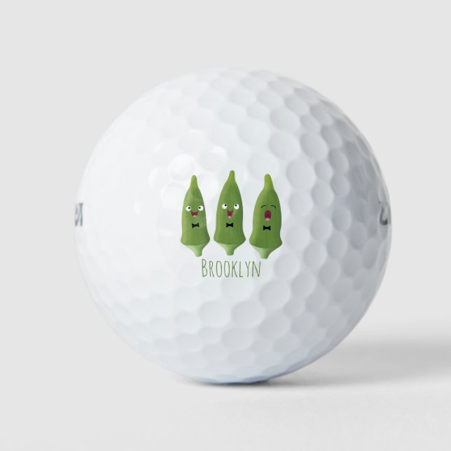 Niedlicher Cartoon mit Okra Golfball (Vorderseite)