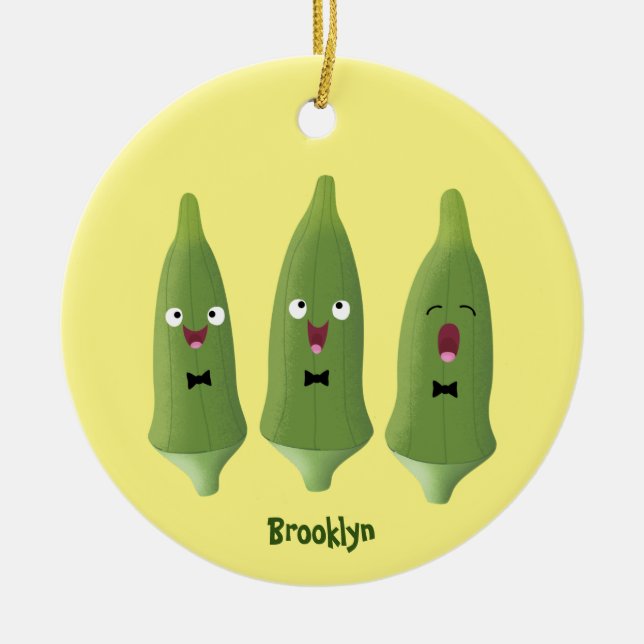 Niedlicher Cartoon mit Okra Keramik Ornament (Vorne)